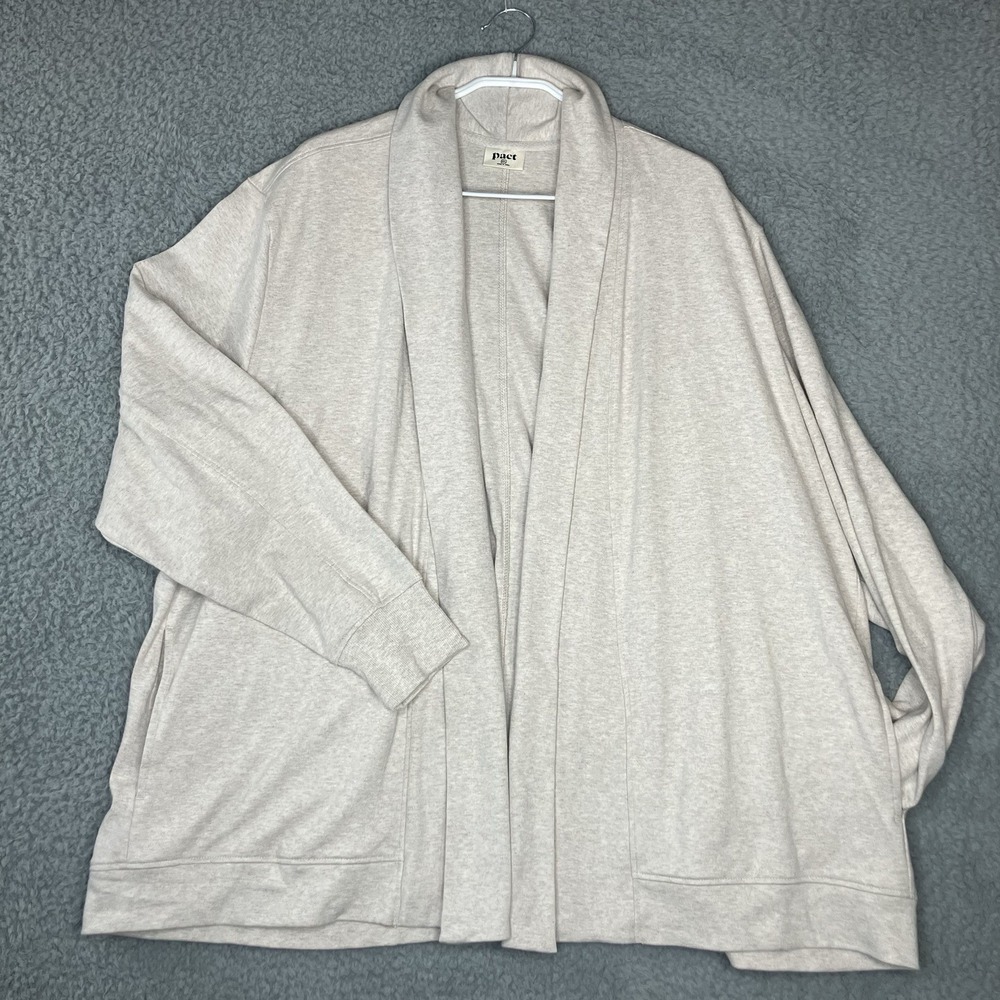 Pact Airplane Wrap Cardigan Women XXL Open Organic Cotton Sweater Pockets Comfy